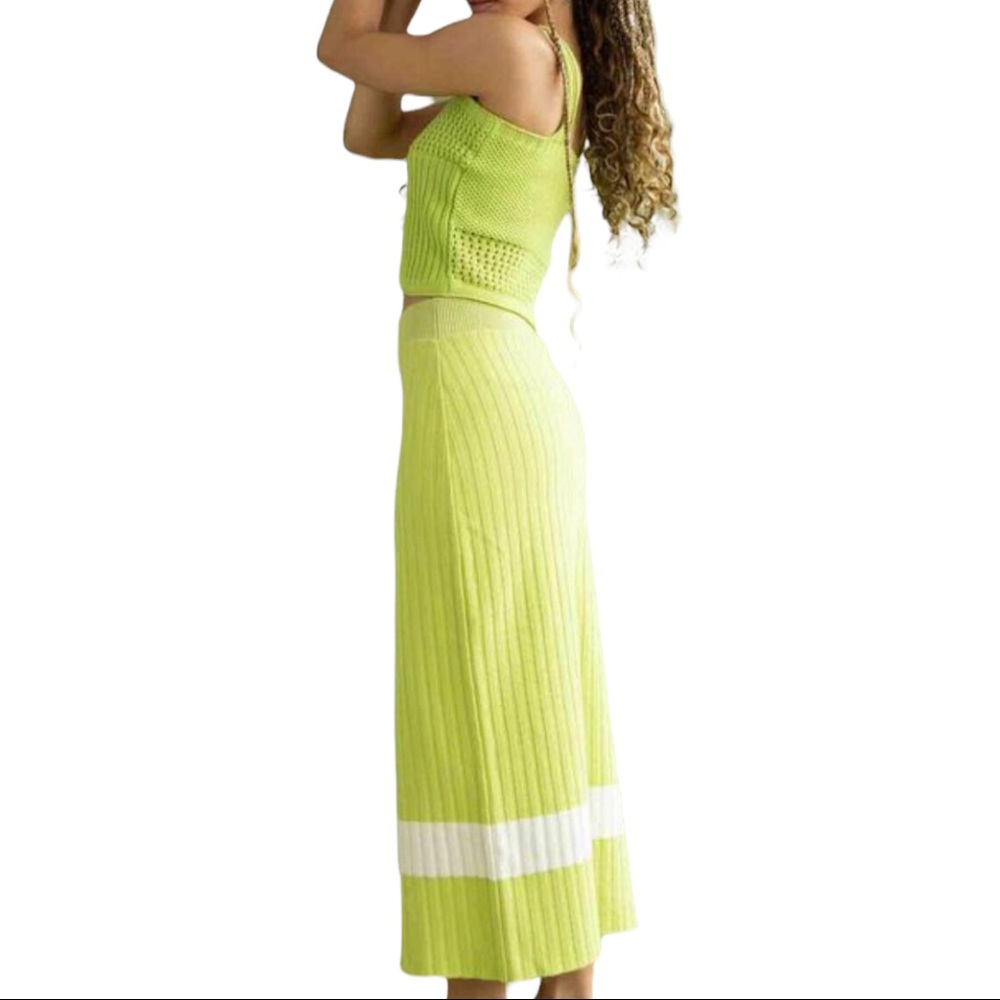 Rita Row x Free People Eulalia S Green Cotton Sweater Maxi High Rise Skirt Set - Picture 8 of 12